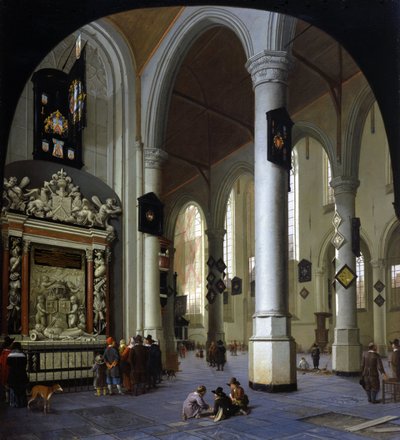 Iglesia vieja en Delft con la tumba del almirante Tromp de Hendrik Cornelisz. van Vliet